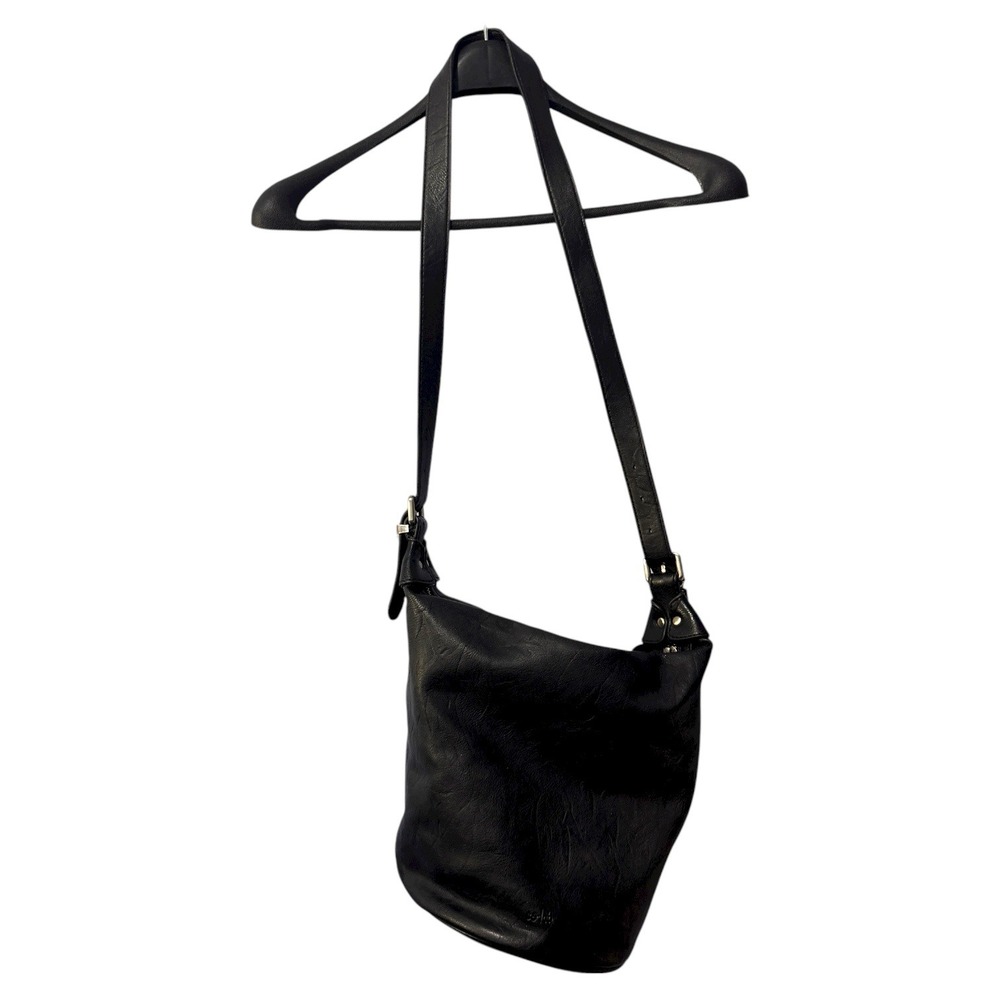 Ce-lab Black vegan Leather Bucket Bag Adjustable Strap Shoulder Bag‎ Purse